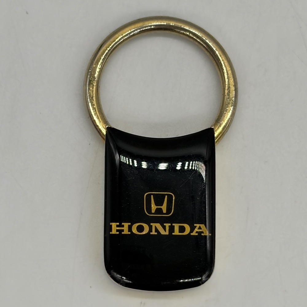 Vintage Honda Keychain Black & Gold Norm Reeves Honda Cerritos California